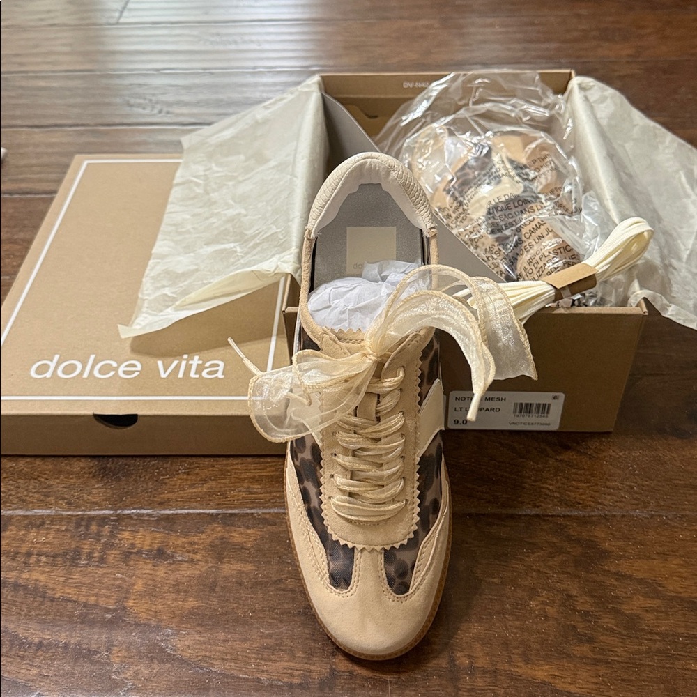 Dolce Vita Beige and Leopard Sneakers